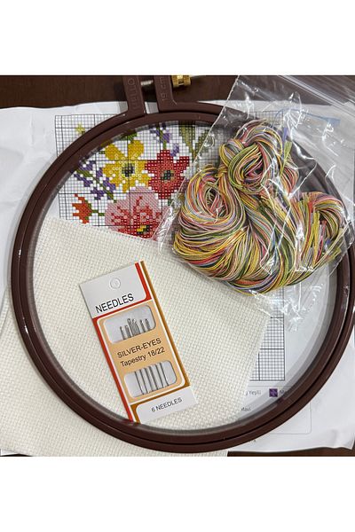 BALIM ÖRGÜ EVİ Balım Knitting House Kit Cruce de Tricotate cu Scripete Buchet de Flori 19cm