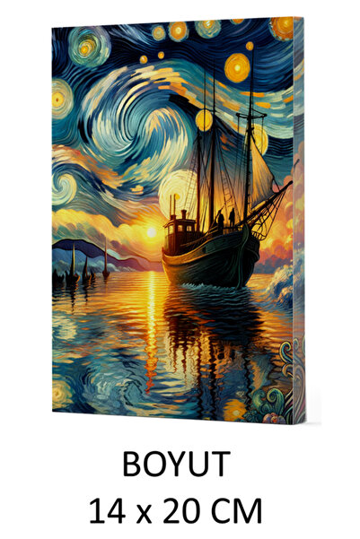 dokuzyayinlari VIVAGO ART VAN GOGH SHIP DOTTED NOTEBOOK 14 × 20 سم حقيبة قماش...
