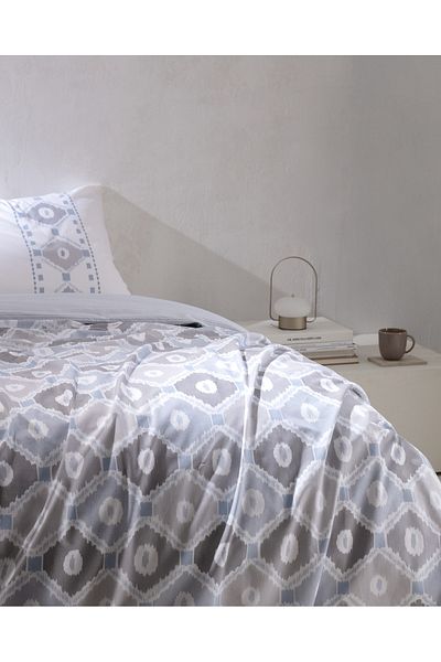 Madame Coco Σετ Παπλωματοθήκη Avril Single 100% Cotton Ranforce Printed - Γκρι/Μπλε