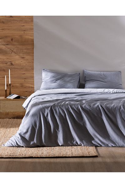 Madame Coco Nuage Single 100% Cotton Yarn Dyed Duvet Cover Set - Navy Blue