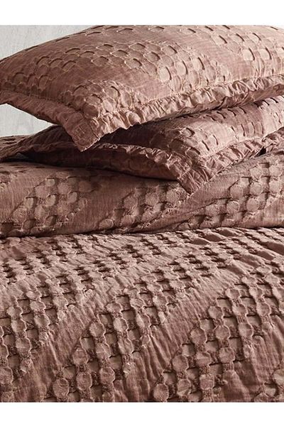 Şaheser Enza Beige Double Bedspread Set - 100% Jacquard Cotton