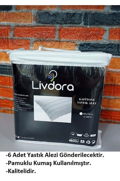 LİVDORA Saltele de pernă din bumbac matlasate Livdora, 6 piese, protectoare (50X70)