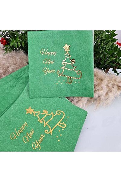 Parti Dükkanım Șervețele cu foi de aur La mulți ani Verde 16 buc