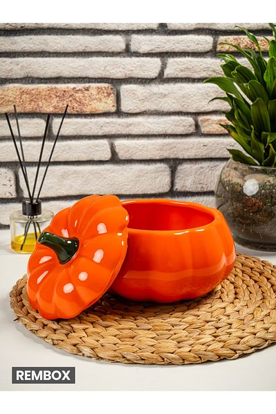 Rembox Decorative Large Size Pumpkin Storage Container - Spice Rack Sugar Bowl Object