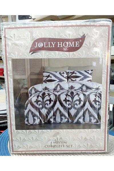 JOLLY HOME Σετ Παπλωματοθήκη με Καπιτονέ Διπλό 4 Εποχών-arya Brown