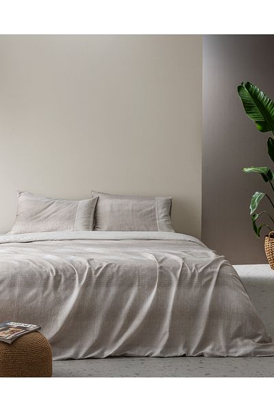 Madame Coco Adelya Single 100% Cotton Madame Coco Crep Printed Duvet Cover Set - Beige