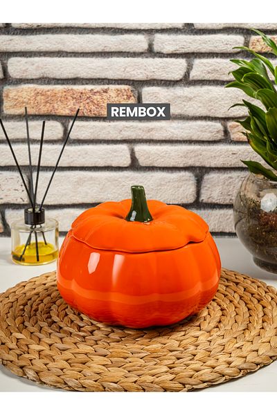 Rembox Decorative Large Size Pumpkin Storage Container - Spice Rack Sugar Bowl Object