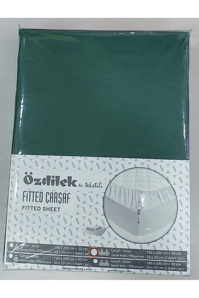 Özdilek Özdilek Fitted Elastic Single Sheet Set (100X200)-Emerald Green