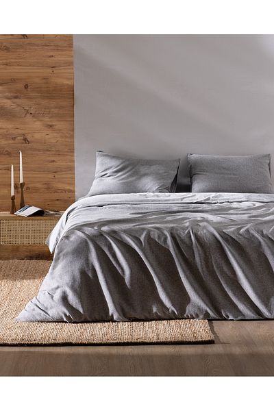 Madame Coco Anthracite Nuage Single Duvet Cover Set - 100% Cotton Yarn