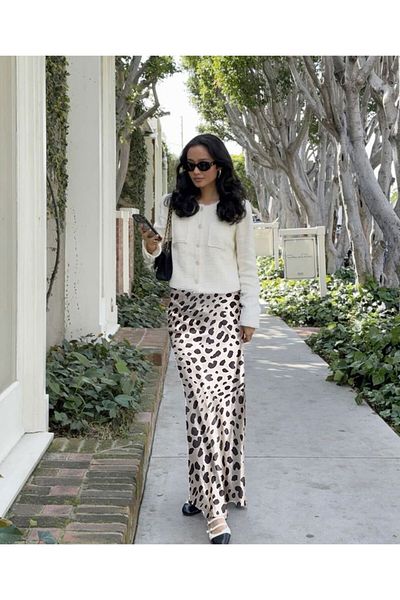 medipek 100 cm Leopard Print Lycra Satin Skirt - Suitable for Hijab with Elastic Waist and Zipper
