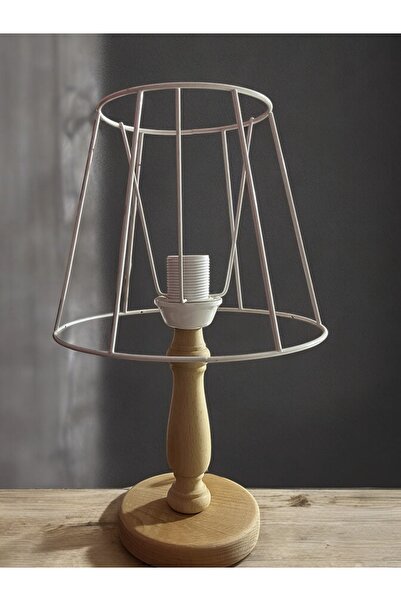 Ahşap Abajur Ayak Ve Tel Takım 40 Cm