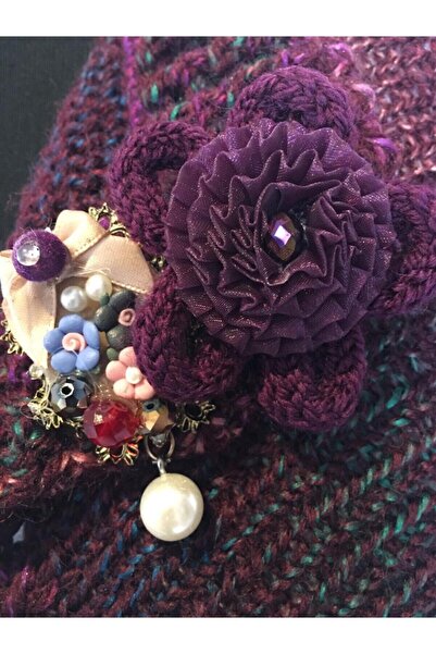 drt tasarım El Örgüsü Crop Bordo Uzun Püsküllü Kadın Kışlık Kombin Hırka