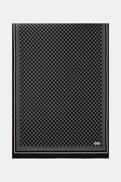 Vakko Twill Silk Shawl - Black Ecru, Special Series