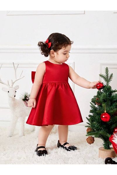 HSNLİFE Baby Girl Dress Angel Model Satin Christmas Birthday Dress