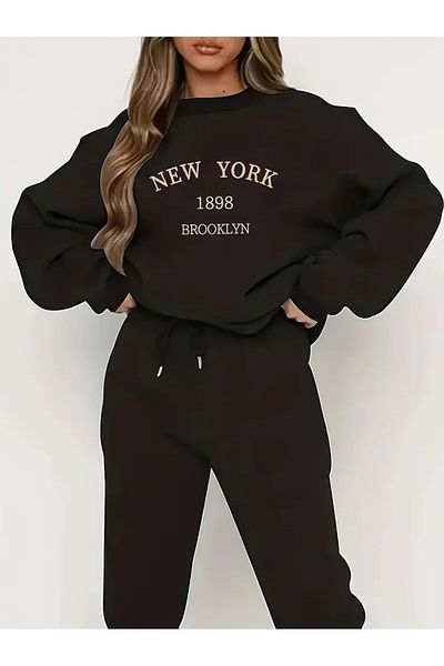 LAND MODA Unisex Μαύρο φούτερ Crew Neck