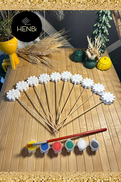 HENBi 10 Adet Çiçek Taş Boyama Seti Anne Ve Çocuk Etkinliği Taş Boyama Saksı ...