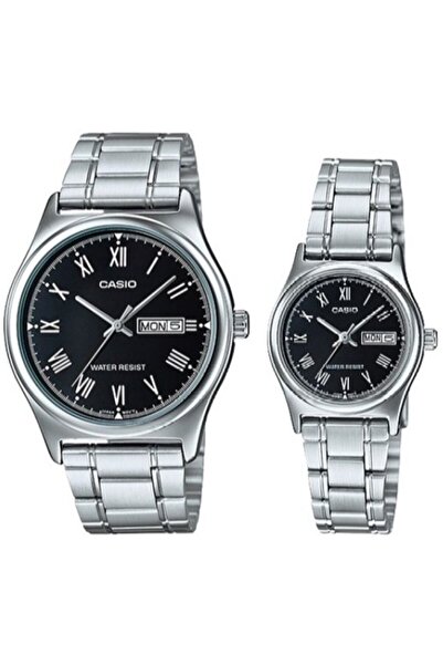 Casio Kadranı Siyah Kordonu Gri Renk Garantili Sevgili Çift Kol Saati