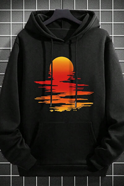 FECCY Βαμβακερό φούτερ με στάμπα "Sun Setting" και "Melting Sun", Unisex, Ove...