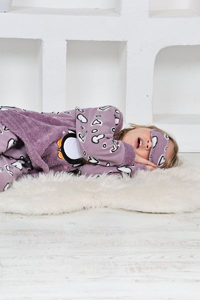 Skygo Kapitex 4992 Girl's Penguin Fleece Long Sleeve Pajama Set