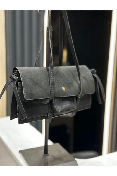 Night Geantă de mână și de umăr pentru femei Farah Model Suede Black