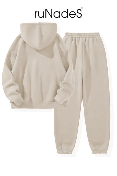 ruNadeS Ανδρικό σετ αθλητικών παντελονιών από βαμβακερό καγκουρό με ελαστικά πόδια - Casual