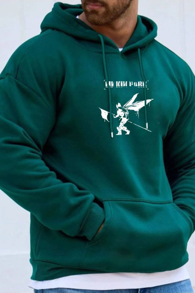 FECCY Hanorac cu glugă pentru bărbați, din bumbac, mov, cu imprimeu Linkin Park