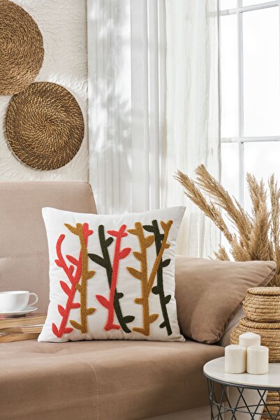 sternen glanz Pernă unică din bumbac amestecat brodat (43 X 43 cm)