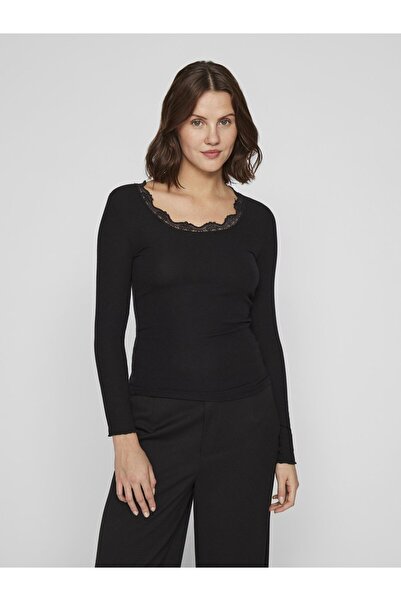 VILA Oberteil mit langen Ärmeln Rundhals