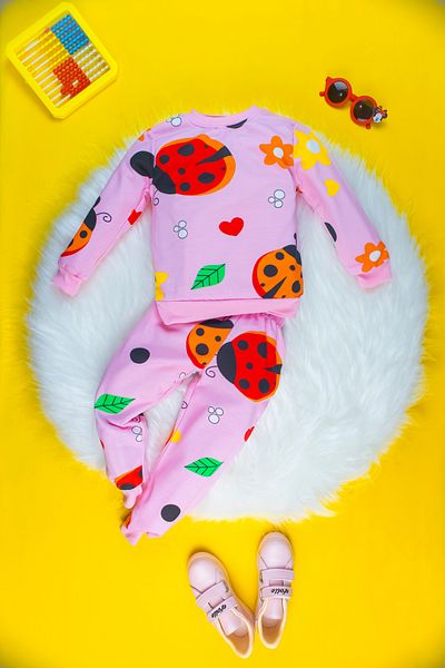 Yalçınoğlu Kids Soft Cotton Pajamas with Ladybug Pattern for Girls - to Love