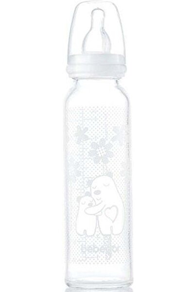 Bebedor زجاجة أطفال زجاجية بيضاء سعة 250 مل - مقاومة للحرارة (كود: 41302)