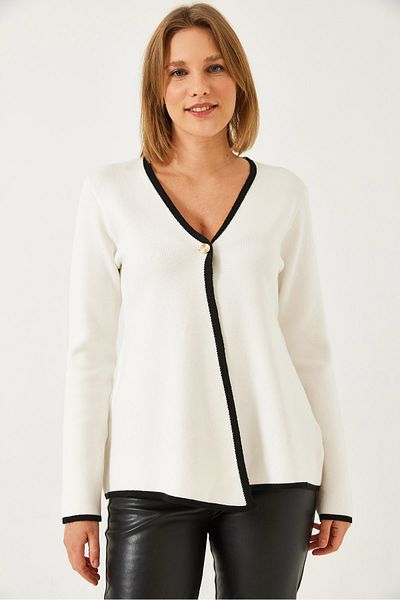 Bianco Lucci Women's Buttoned Knitwear Cardigan 241099 60261258