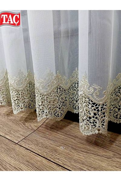 Taç Crown Skirt Applique Gold Gold Laced Ling 1/3Layers Pleated Tulle Curtain