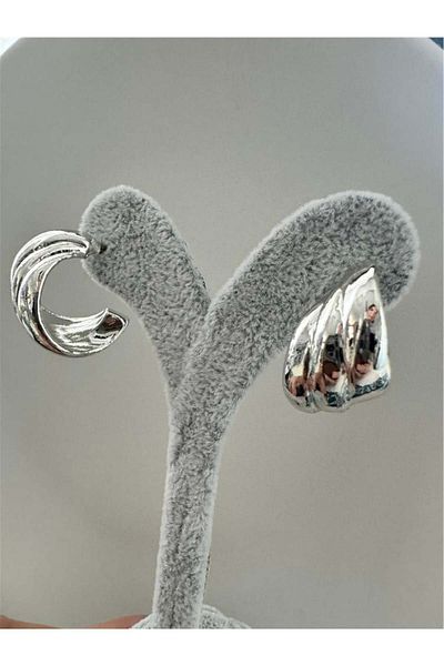 Pelin Aksesuar Silver Hoop Earrings