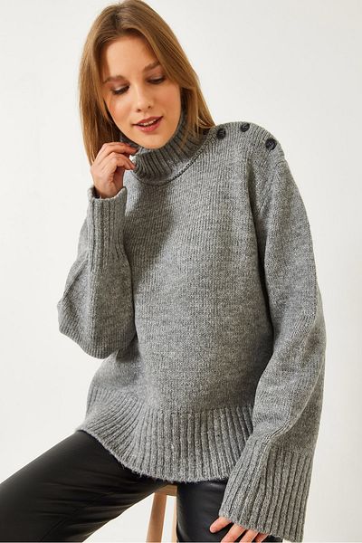 Bianco Lucci Pulover de damă din tricotaje cu guler cu nasturi 241235 60261259