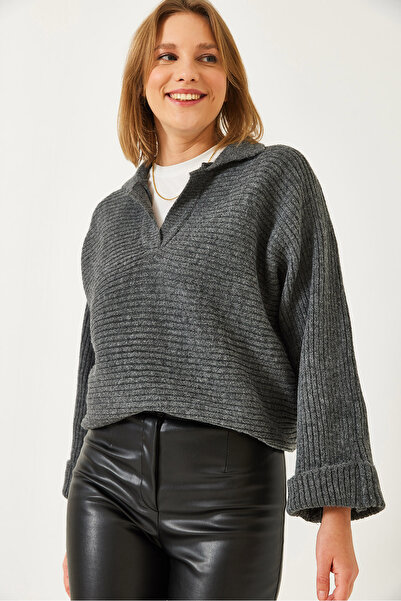 Bianco Lucci Women's Self Sleeve Placket Knitwear Sweater 231153 60261263