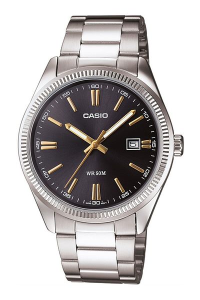 Casio Silver Color Men's Wrist Watch with Smoked Cord