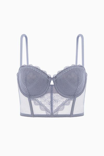 Wonna Rosali Lace Bustier σουτιέν - Soft Push Up, με επένδυση - Fashion - 2501 - Γκρι