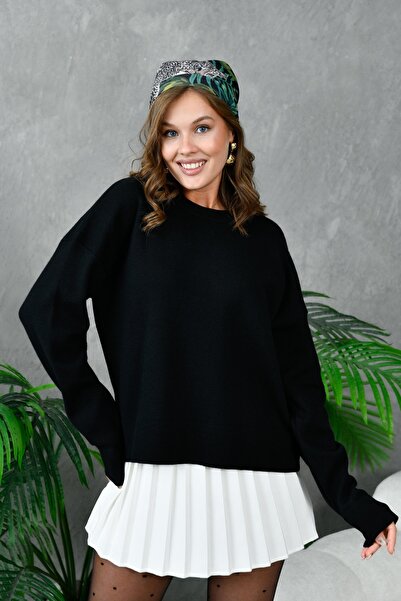 Arbucky Women's Black Crew Neck Premium Knitwear Sweater