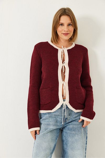 Bianco Lucci Cardigan cu șireturi în față pentru femei 241140 60261260