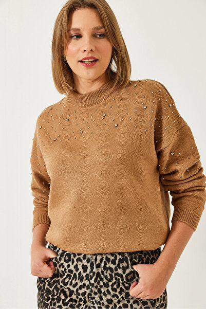 Bianco Lucci Women's Stone Embroidered Knitwear Sweater 231106