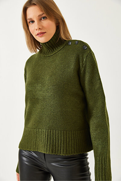 Bianco Lucci Women's Lapel Button Detailed Knitwear Sweater 241235 60261259