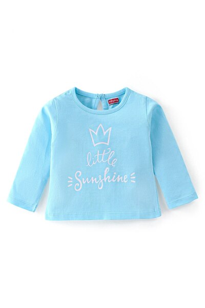 Babyhug Babyhug 100% Cotton Knit Full Sleeves T-Shirt with Graphics Text Print - Blue