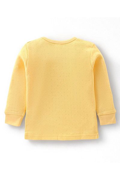 Babyoye Babyoye Cotton Knit Full Sleeves Ponytail Solid Thermal Vest - Yellow