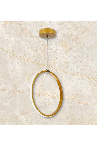 OSC HOME AYDINLATMA TASARIM Ring Led Chandelier Single Antique Paint