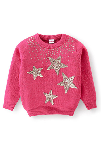 Babyhug Babyhug Full Sleeves Pullover Sequined Star Design - Fushia