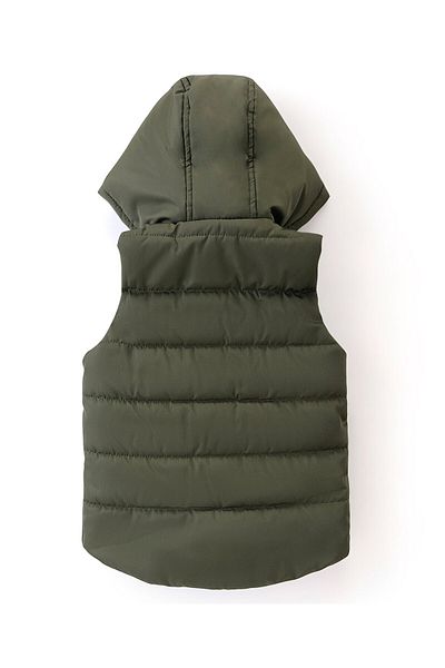 Babyhug Babyhug Sleeveless Hoodie Trip To The Mountain Badge - Olive