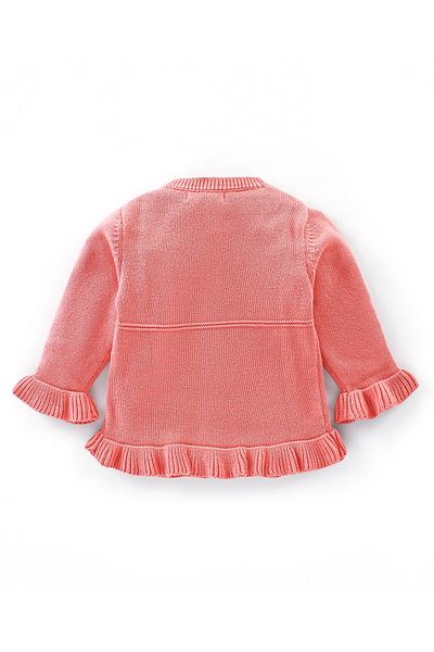 Babyoye Babyoye Eco Conscious 100% Cotton Solid Full Sleeves Sweaters - Red