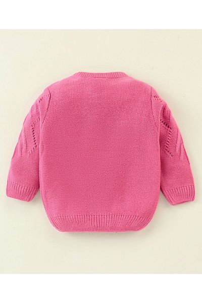 Babyhug %100 Akrilik Uzun Kollu Kazak Kablo Örgü Tasarımı - Fuşya