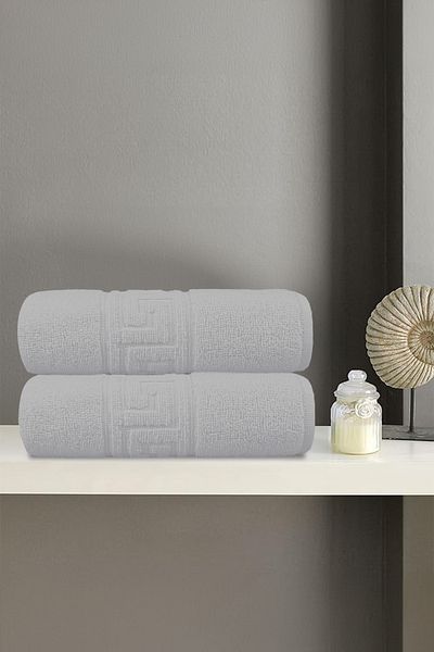 Anılsan Pack of 2 Greek Gray Hand Towels - 50X90 Cm, 225 Gr, 100% Cotton, Spa and Hotel Towels