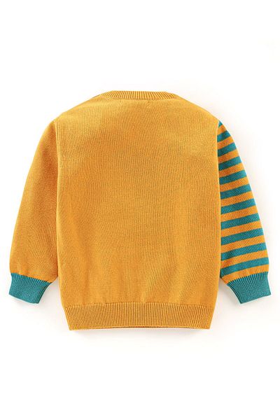 Babyoye Babyoye 100% Cotton Embellished Full Sleeves Vehicle Print Pullover - Blue & Yellow